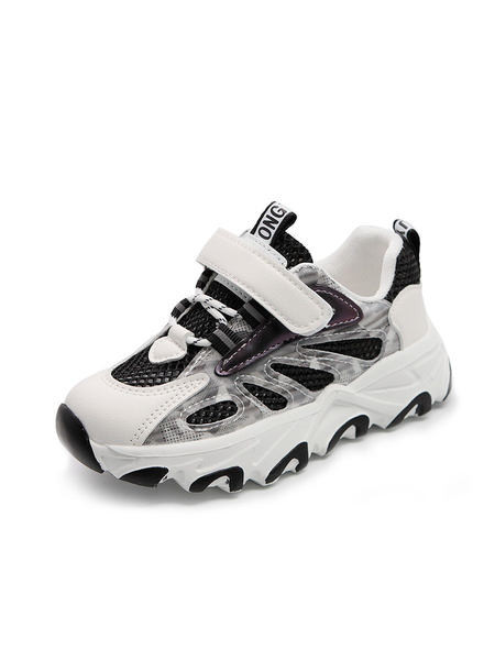 Gyermek tornacipő fehér és rózsaszín színben, matricákkal és nyakkendőkkel