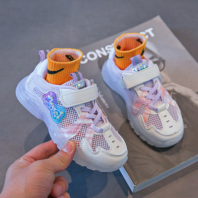 Μοντέρνα παιδικά πάνινα παπούτσια με πλέγμα και κούμπωμα velcro