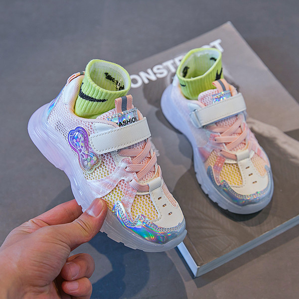 Μοντέρνα παιδικά πάνινα παπούτσια με πλέγμα και κούμπωμα velcro