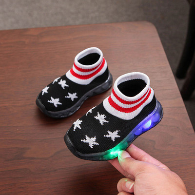 Νέο μοντέλο παιδικά αθλητικά παπούτσια  κάλτσα με φωτεινά πέλματα