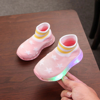 Νέο μοντέλο παιδικά αθλητικά παπούτσια  κάλτσα με φωτεινά πέλματα