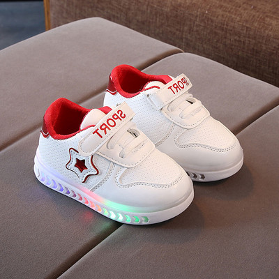 Bőr gyerek tornacipő lapos talppal - világító