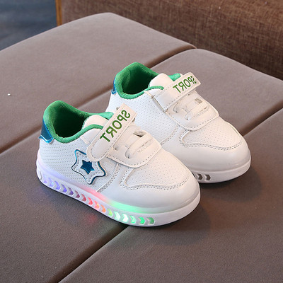 Bőr gyerek tornacipő lapos talppal - világító