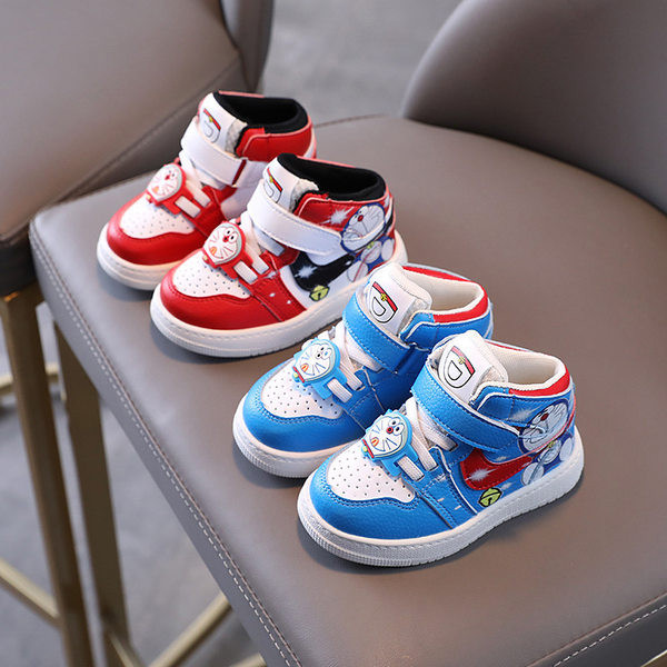 Παιδικά πάνινα παπούτσια με λουράκια βελκρό και κόκκινο και μπλε χρώμα