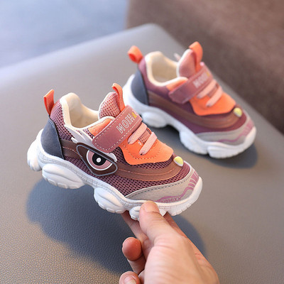 Casual παιδικά πάνινα παπούτσια με τραχιά σόλα για αγόρια σε γκρι και ροζ χρώμα