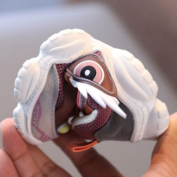 Casual παιδικά πάνινα παπούτσια με τραχιά σόλα για αγόρια σε γκρι και ροζ χρώμα