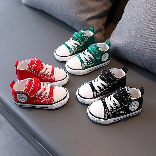 Παιδικά υφασμάτινα  παπούτσια με κούμπωμα velcro και κορδόνια σε τρία χρώματα