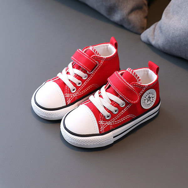 Παιδικά υφασμάτινα  παπούτσια με κούμπωμα velcro και κορδόνια σε τρία χρώματα