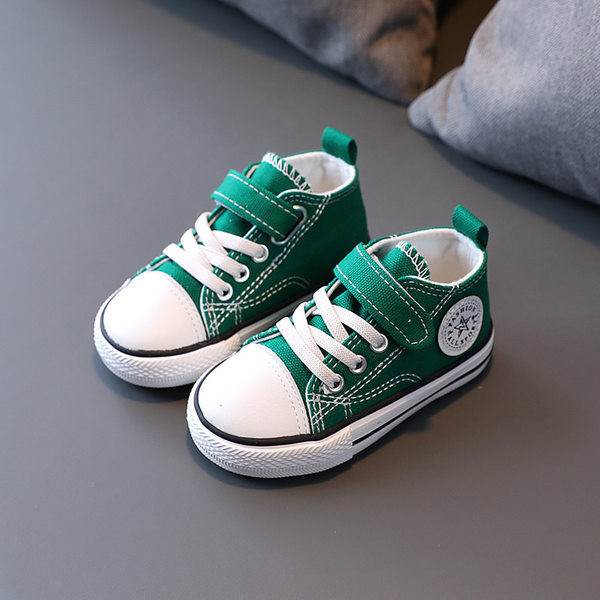 Παιδικά υφασμάτινα  παπούτσια με κούμπωμα velcro και κορδόνια σε τρία χρώματα