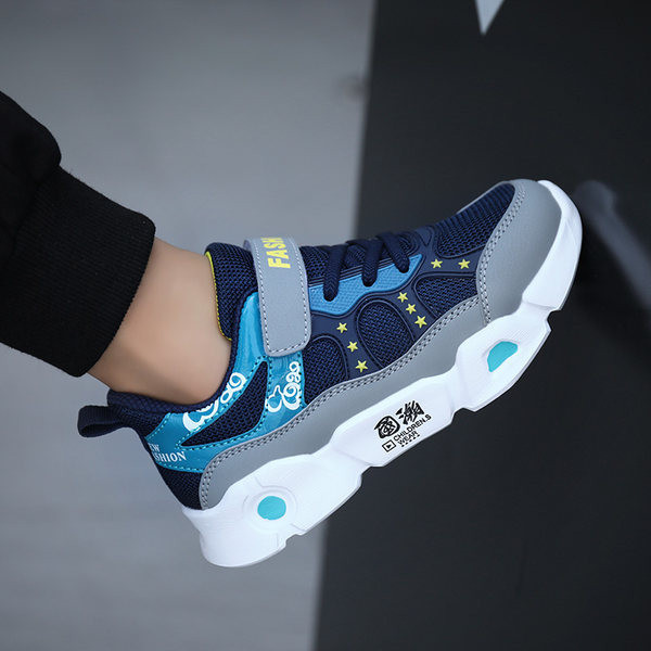 Αθλητικά και καθημερινά παιδικά πάνινα παπούτσια για αγόρια σε μπλε και γκρι χρώμα