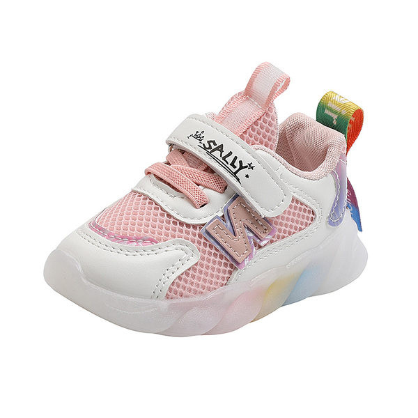 Öko bőrből és textilből készült gyerekcipő, világító talppal