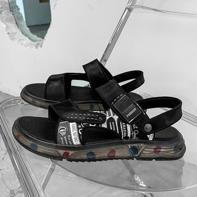 Νέο μοντέλο ανδρικά σανδάλια με επιγραφές και επίπεδη σόλα