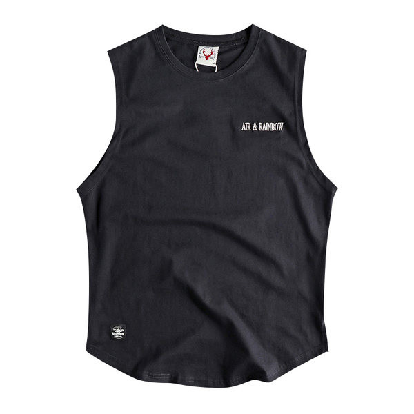 Καθημερινή ανδρική αμάνικη μπλούζα με κεντημένη επιγραφή με έμβλημα