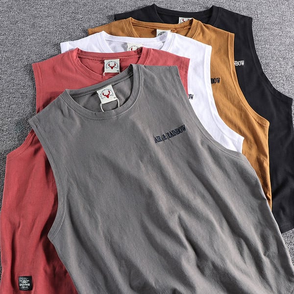 Καθημερινή ανδρική αμάνικη μπλούζα με κεντημένη επιγραφή με έμβλημα