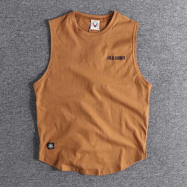 Καθημερινή ανδρική αμάνικη μπλούζα με κεντημένη επιγραφή με έμβλημα