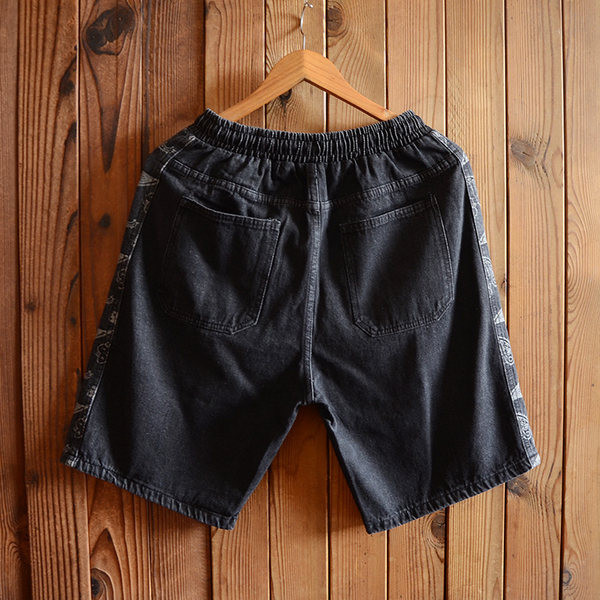 Ανδρικό τζιν σορτς με ελαστική μέση