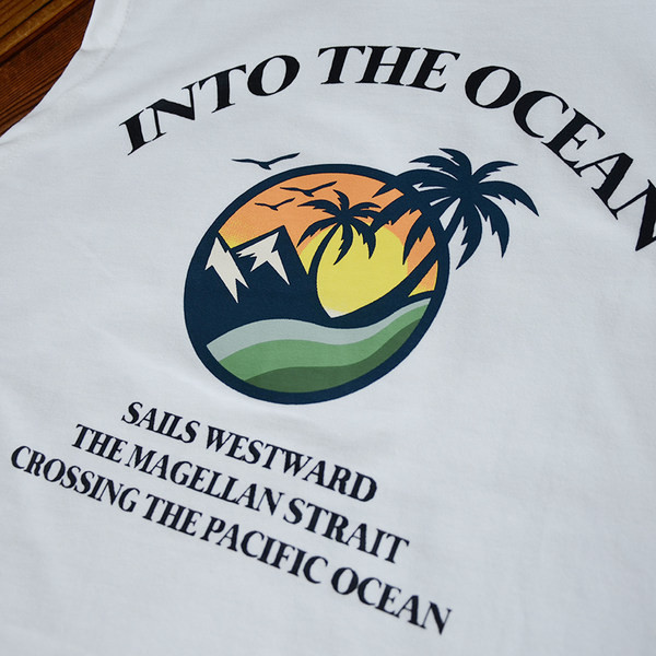 Ανδρικό casual αμάνικο με επιγραφή και οβάλ λαιμόκοψη