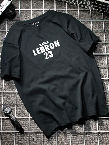 Ανδρικό casual μπλουζάκι με επιγραφή και κοντά μανίκια σε διάφορα χρώματα