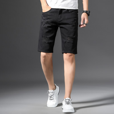 Μοντέρνα ανδρικά τζιν μέχρι το γόνατο με σκισμένα μοτίβα