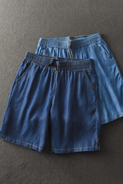 Ανδρικό τζιν σορτς με κορδόνια