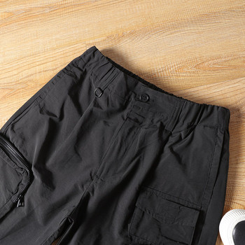Ανδρικό παντελόνι 3/4 με τσέπες - μαύρο χρώμα