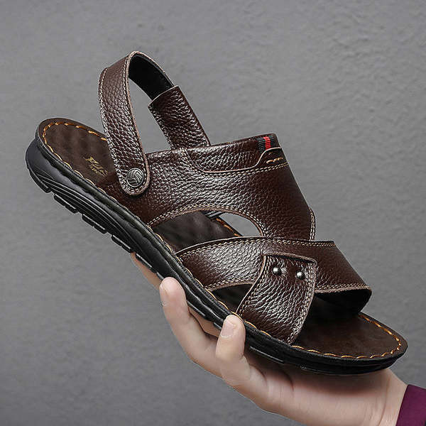 Ανδρικά έκο δερμάτινα σανδάλια με επίπεδη σόλα