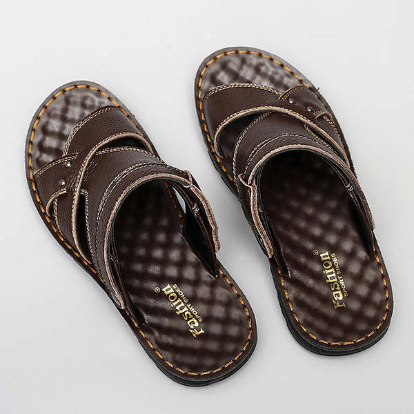 Ανδρικά έκο δερμάτινα σανδάλια με επίπεδη σόλα