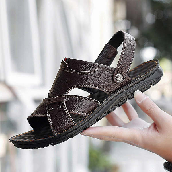 Ανδρικά έκο δερμάτινα σανδάλια με επίπεδη σόλα