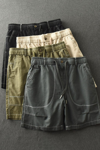 Нов модел мъжки къси панталони с джобове и връзки 