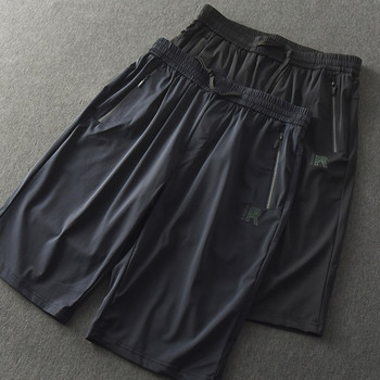 Нов модел мъжки къси панталони с връзки в черен цвят 