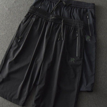 Нов модел мъжки къси панталони с връзки в черен цвят 