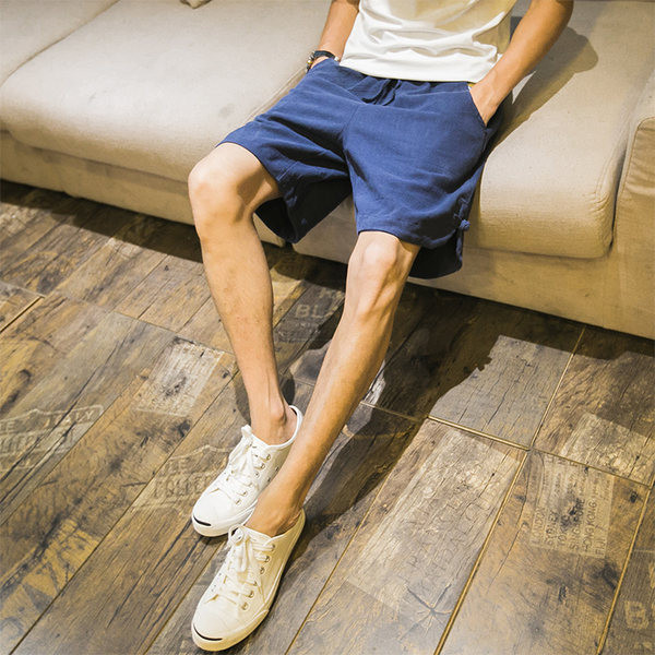 Μονόχρωμο ανδρικό παντελόνι με ελαστική μέση