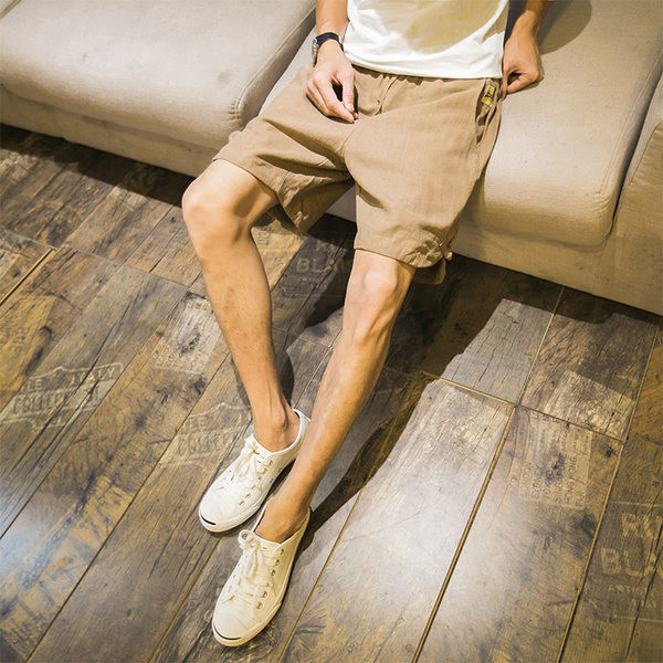 Μονόχρωμο ανδρικό παντελόνι με ελαστική μέση