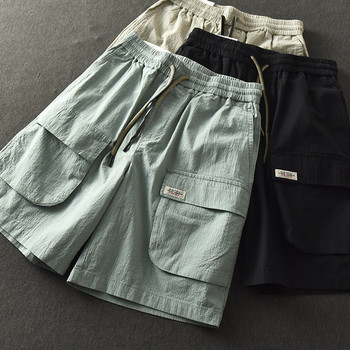 Нов модел къси мъжки панталони с джобове и връзки 