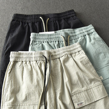 Нов модел къси мъжки панталони с джобове и връзки 