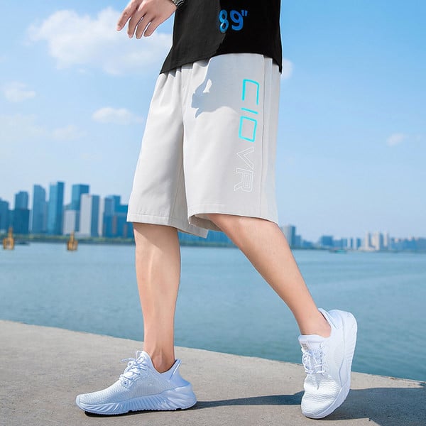 Φαρδύ καλοκαιρινό σορτς με επιγραφή