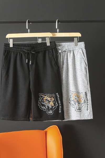 Casual ανδρικό παντελόνι 3/4 με απλικέ - δύο μοντέλα