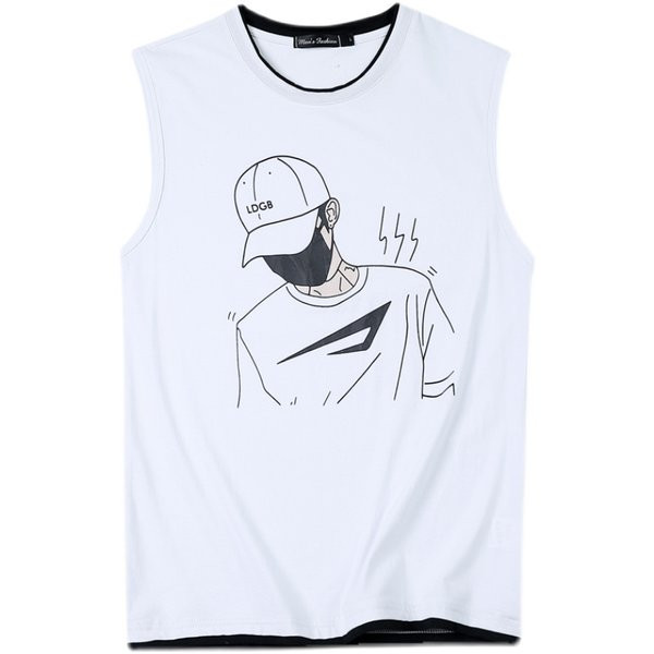 Ανδρικό casual αμάνικο με απλικέ και στρογγυλή λαιμόκοψη