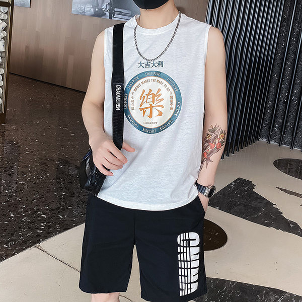 Ανδρικό  αμάνικο μπλουζάκι με εκτύπωση σε διάφορα χρώματα