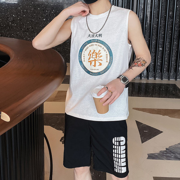 Ανδρικό  αμάνικο μπλουζάκι με εκτύπωση σε διάφορα χρώματα