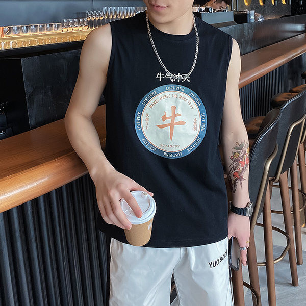 Ανδρικό  αμάνικο μπλουζάκι με εκτύπωση σε διάφορα χρώματα