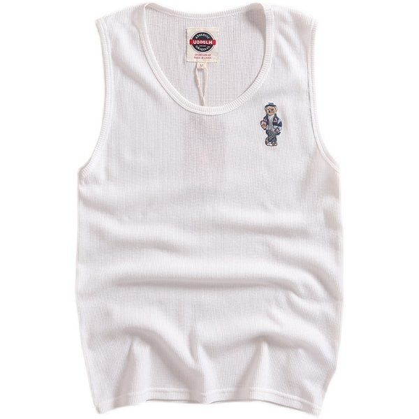 Férfi felső ovális nyakkivágással és mackóhímzéssel