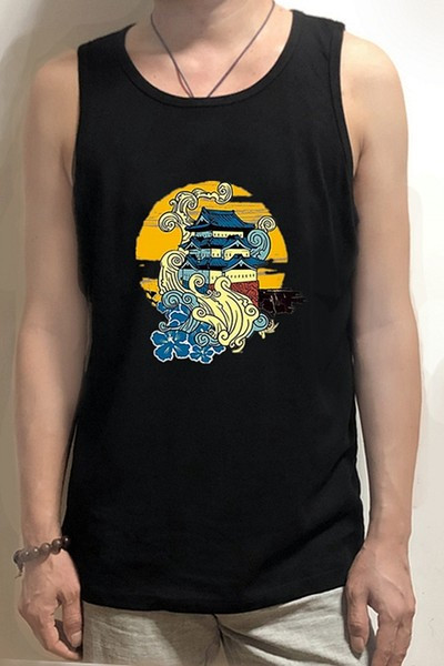 Ανδρική casual αμάνικη μπλούζαμε απλικέ σε τρία χρώματα