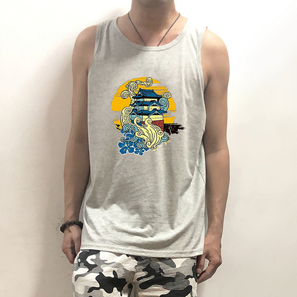 Ανδρική casual αμάνικη μπλούζαμε απλικέ σε τρία χρώματα