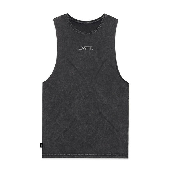 Ανδρική αμάνικη μπλούζα με οβάλ λαιμόκοψη και επιγραφή