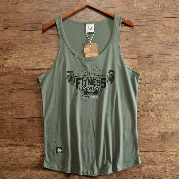 Καθημερινή ανδρική αμάνικη μπλούζα με απλικέ και λεπτά τιραντάκια