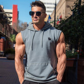 Καθημερινή ανδρική αμάνικη μπλούζα  με κουκούλα και κορδόνια