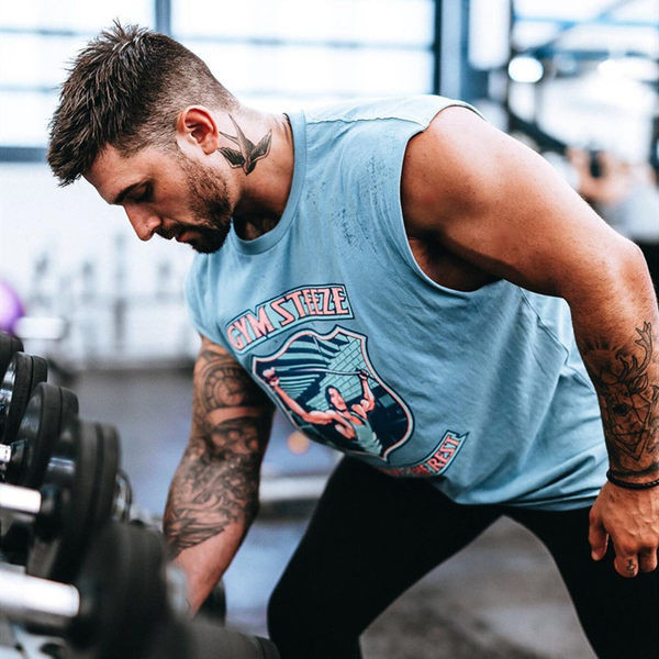 Ανδρική αθλητική αμάνικη μπλούζα με εκτύπωση