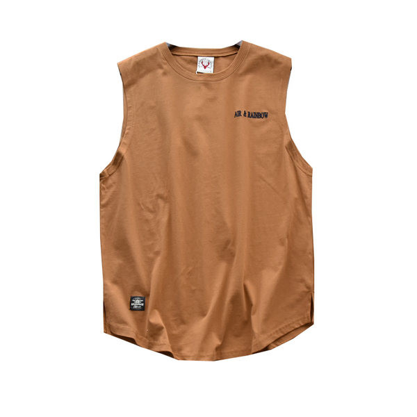 Ανδρική καλοκαιρινή αμάνικη μπλούζα με λαιμόκοψη και κέντημα