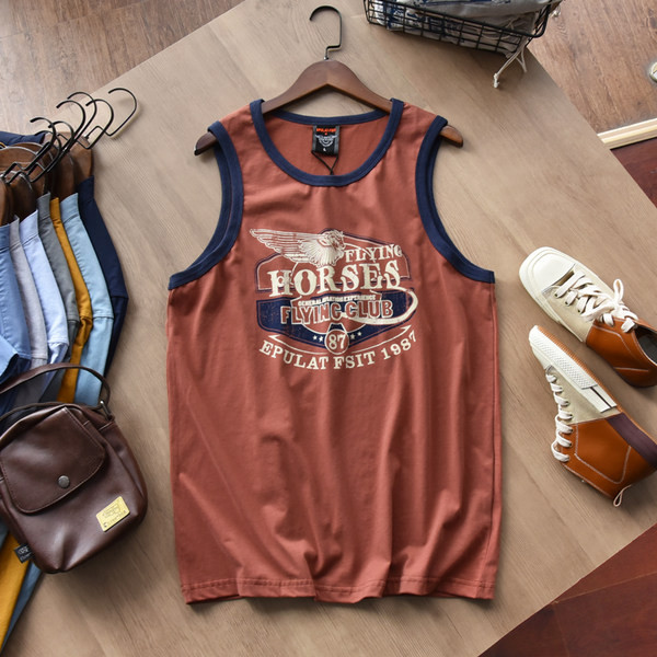 Ανδρική αμάνικη μπλούζα με απλικέ χρώμα και οβάλ λαιμόκοψη - δύο μοντέλα